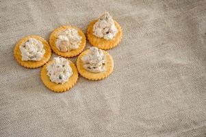 Cracker with tuna spread photo