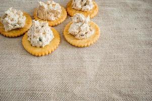 Cracker with tuna spread photo
