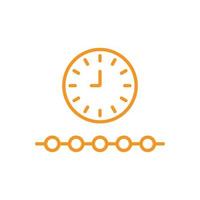 eps10 orange vector timeline or progress line icon isolated on white background. fintech technology outline symbol in a simple flat trendy modern style for your website design, logo, and mobile app