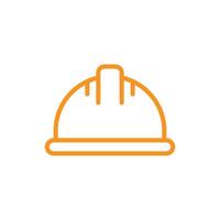 eps10 orange vector Builder safety helmet line icon isolated on white background. Construction safety helmet symbol in a simple flat trendy modern style for your website design, logo, and mobile app