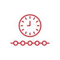 eps10 línea de tiempo vectorial roja o icono de línea de progreso aislado en fondo blanco. La tecnología fintech describe símbolos en un estilo moderno y plano simple para el diseño de su sitio web, logotipo y aplicación móvil vector