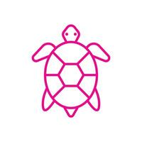 eps10 pink vector sea turtle abstract line art icon isolated on white background. sea animal outline symbol in a simple flat trendy modern style for your website design, logo, and mobile application