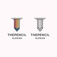 The pencil logo icon flat design template vector