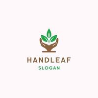 Hand leaf logo icon flat design template vector