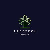 Tree tech logo icon flat design template vector