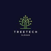 Tree tech logo icon flat design template vector