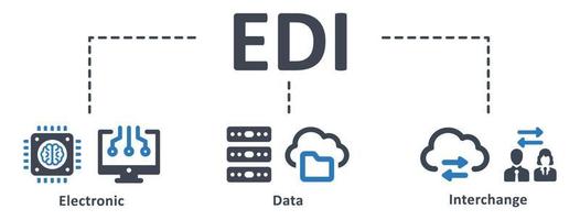 EDI icon - vector illustration . EDI, electronic, data, interchange, cloud, server, database, exchange, process, automation, infographic, template, presentation, concept, banner, icon set, icons .