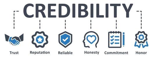 Credibility icon - vector illustration . credibility, integrity, trust, reliable, commitment, regard, reputation, infographic, template, presentation, concept, banner, pictogram, icon set, icons .