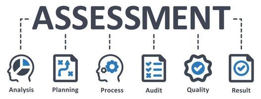 Assessment icon - vector illustration . Assessment, analysis, audit, planning, evaluation, quality, process, result, goal, infographic, template, presentation, concept, banner, icon set, icons .