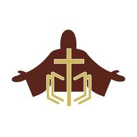 diseño de logotipo de arte de línea cristiana de iglesia, símbolos cristianos. vector
