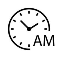 Round clock, white transparent clock face circle arrow icon, time to noon AM - Vector