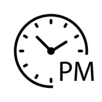 Round clock, white transparent clock face circle arrows icon, PM time - Vector