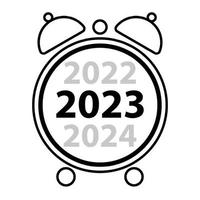 Round clock icon, white transparent dial arrow icon round icon new year 2023 - Vector