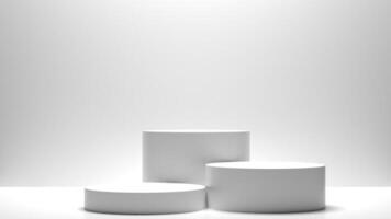 Three white pedestal stands on a white background photo