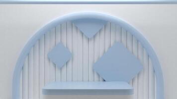 A blue shelf with a diamond shape on it photo