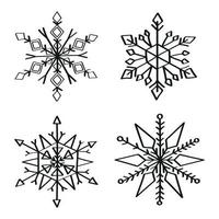 Snowflakes Illustrations in Art Ink Style vector