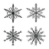 Snowflakes Illustrations in Art Ink Style vector