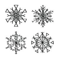 ilustraciones de copos de nieve en estilo art ink vector