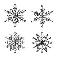 ilustraciones de copos de nieve en estilo art ink vector