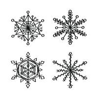 ilustraciones de copos de nieve en estilo art ink vector