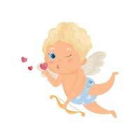 Illustration with cartoon cupid vector