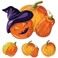 set pumpkin lantern for halloween vector illustration