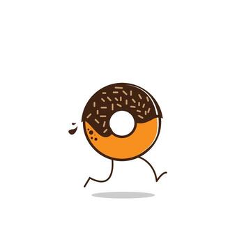 running donut logo design, donut icon suitable for walking donut symbol and logo vector