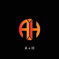 simple A and H logo designs designed with round shapes and combined with a black background, A and H logos vector