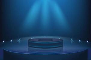 illuminated neon lights realistic stage podium vector