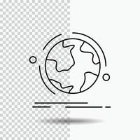 globo. mundo. descubrir. conexión. icono de línea de red sobre fondo transparente. ilustración de vector de icono negro