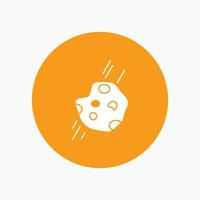 Asteroid. astronomy. meteor. space. comet White Glyph Icon in Circle. Vector Button illustration