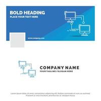 Blue Business Logo Template for local. lan. connection. sync. computer. Facebook Timeline Banner Design. vector web banner background illustration