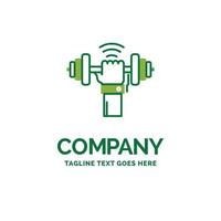 Dumbbell. gain. lifting. power. sport Flat Business Logo template. Creative Green Brand Name Design. vector