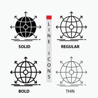 business. global. international. network. web Icon in Thin. Regular. Bold Line and Glyph Style. Vector illustration