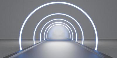 Abstract tunnel corridor with rays of light and new highlights Abstract  background neon Scene with rays and lines Round arch light in motion night 3D illustration photo