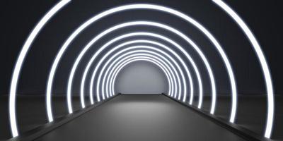 Abstract tunnel corridor with rays of light and new highlights Abstract  background neon Scene with rays and lines Round arch light in motion night 3D illustration photo