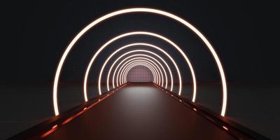 Abstract tunnel corridor with rays of light and new highlights Abstract  background neon Scene with rays and lines Round arch light in motion night 3D illustration photo