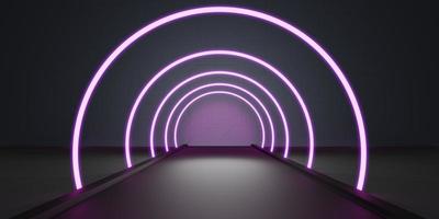 Abstract tunnel corridor with rays of light and new highlights Abstract  background neon Scene with rays and lines Round arch light in motion night 3D illustration photo