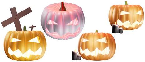 conjunto de calabaza de halloween incluido ilustración 3d aislado en un fondo blanco con trazado de recorte foto