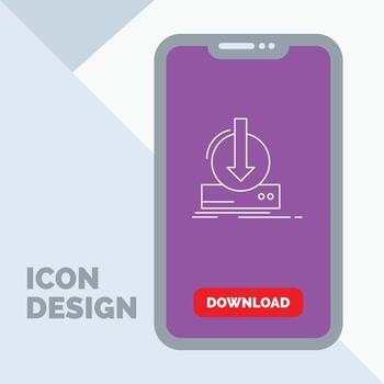 Addition. content. dlc. download. game Line Icon in Mobile for Download Page vector