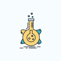 research. laboratory. flask. tube. development Flat Icon. green and Yellow sign and symbols for website and Mobile appliation. vector illustration