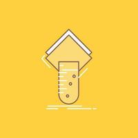 Chemistry. lab. study. test. testing Flat Line Filled Icon. Beautiful Logo button over yellow background for UI and UX. website or mobile application vector