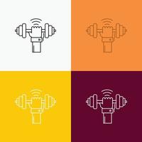 Dumbbell. gain. lifting. power. sport Icon Over Various Background. Line style design. designed for web and app. Eps 10 vector illustration