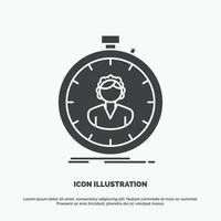 fast. speed. stopwatch. timer. girl Icon. glyph vector gray symbol for UI and UX. website or mobile application