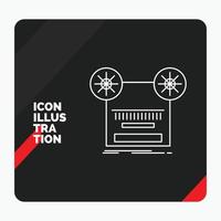 fondo de presentación creativa rojo y negro para registro. grabación. retro cinta. icono de línea de música vector