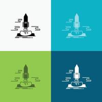 launch. Publish. App. shuttle. space Icon Over Various Background. glyph style design. designed for web and app. Eps 10 vector illustration