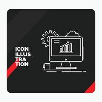 Red and Black Creative presentation Background for Analytics. chart. seo. web. Setting Line Icon vector