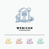 Home. house. Apartment. building. office 5 Color Line Web Icon Template isolated on white. Vector illustration