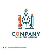 Build. design. geometry. math. tool Logo Design. Blue and Orange Brand Name Design. Place for Tagline. Business Logo template. vector