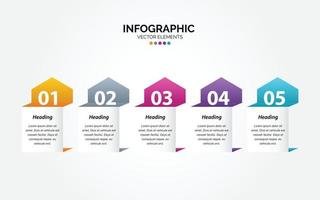 diseño de línea delgada de infografía horizontal vectorial con iconos y 5 opciones o pasos. infografía horizontal para el concepto de negocio. se puede utilizar para banner de presentaciones. diseño de flujo de trabajo vector